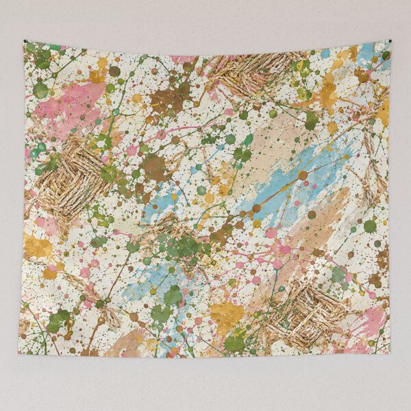 Item preview, Woven Raffia and Pastel Splatter Mixed Media Art designed and sold by THE SPLATTERED HAUS BY SAGE BANKS.