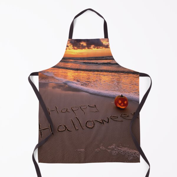 Item preview, Happy Halloween Sand Inscription With Glowing Jack-O-Lantern At Sunset Shoreline designed and sold by chase-thewave.