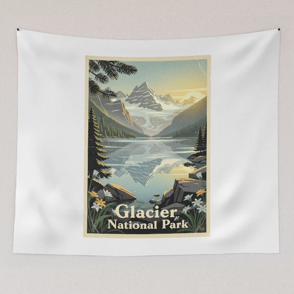 Item preview, Glacier National Park Vintage Travel Art designed and sold by Teelogic.