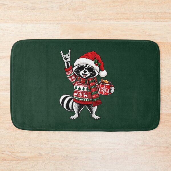 Item preview, Cool Christmas Raccoon with Mulled Wine Rock Hand designed and sold by Infinitee8hirts.