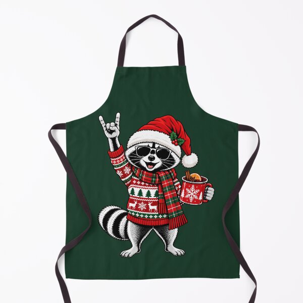 Item preview, Cool Christmas Raccoon with Mulled Wine Rock Hand designed and sold by Infinitee8hirts.