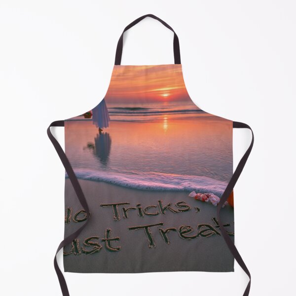 Item preview, No Tricks Just Treats Sand Inscription With Ghost And Pumpkin At Sunset designed and sold by chase-thewave.