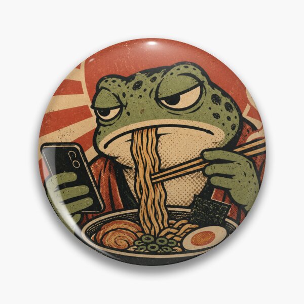 Item preview, Grumpy Frog Eating Ramen Red Sun designed and sold by GibasVisuals.