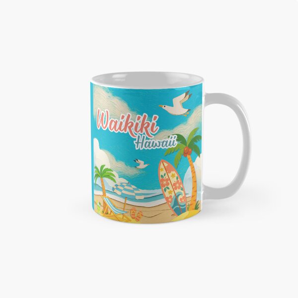 Item preview, Waikiki Hawaii Retro Paper-Cut Tropical Beach Art | Vacation Souvenir designed and sold by DonnaRaine.