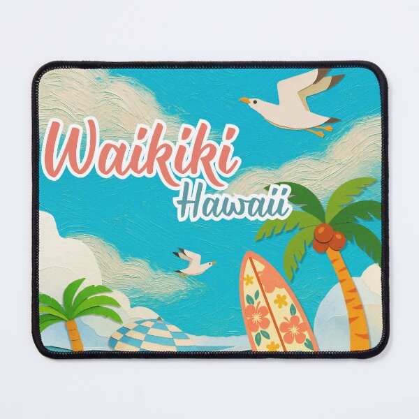 Item preview, Waikiki Hawaii Retro Paper-Cut Tropical Beach Art | Vacation Souvenir designed and sold by DonnaRaine.