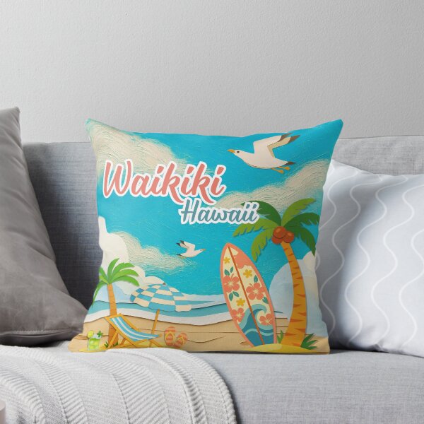Item preview, Waikiki Hawaii Retro Paper-Cut Tropical Beach Art | Vacation Souvenir designed and sold by DonnaRaine.