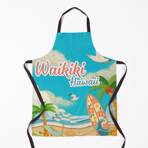 Item preview, Waikiki Hawaii Retro Paper-Cut Tropical Beach Art | Vacation Souvenir designed and sold by DonnaRaine.