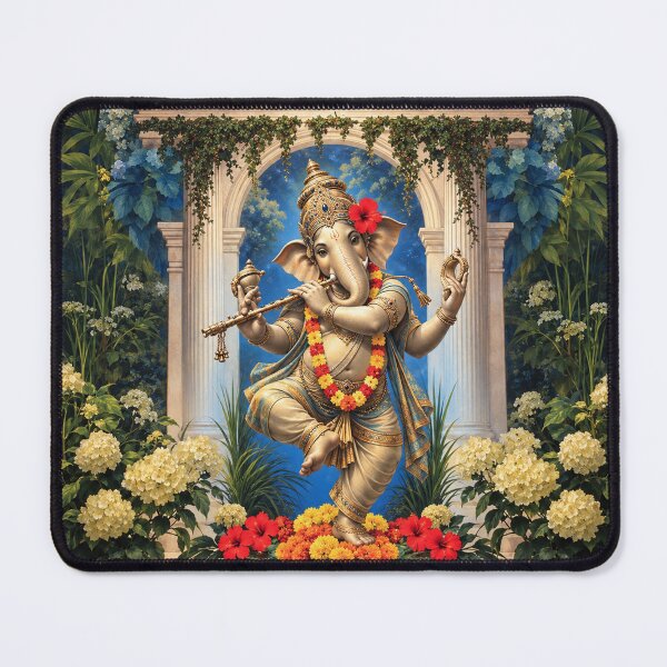 Item preview, Ganesha Playing Flute in Garden designed and sold by Laeton Designs.