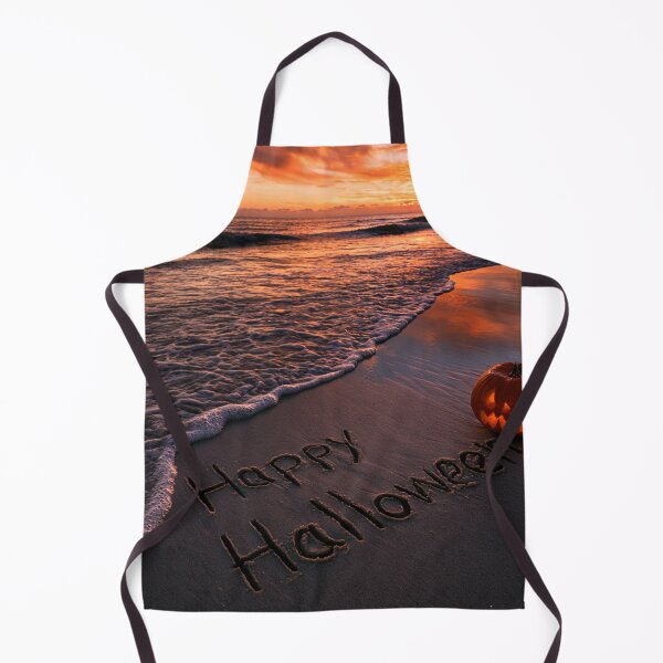 Item preview, Happy Halloween Sand Inscription With Glowing Jack-O-Lantern At Sunset Beach designed and sold by chase-thewave.