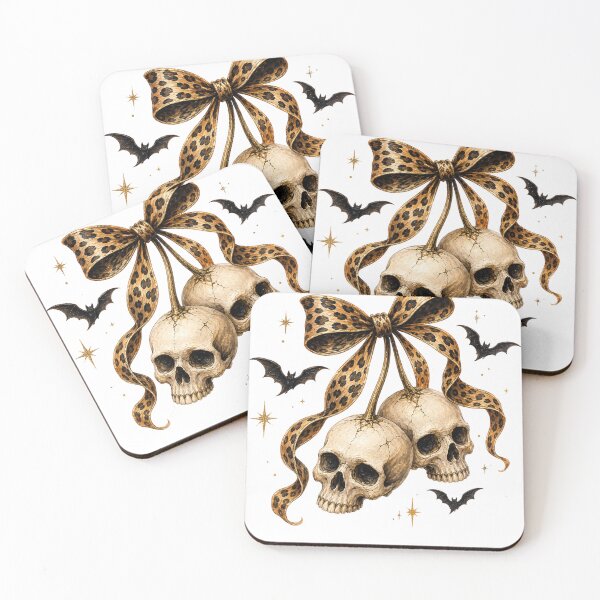 Item preview, Pretty Deadly – Leopard Bow & Skulls Halloween Graphic designed and sold by SweetTeezPrints.