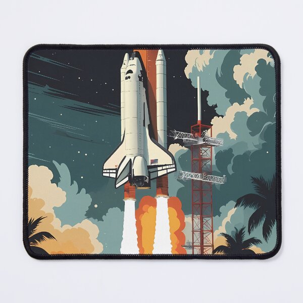 Item preview, Retro Space Shuttle Launch Poster - Vintage Rocket Space Art designed and sold by Deep Field Prints.