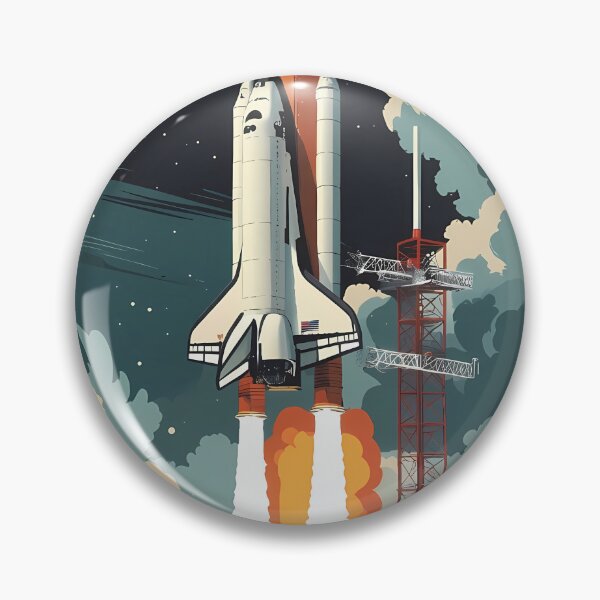 Item preview, Retro Space Shuttle Launch Poster - Vintage Rocket Space Art designed and sold by Deep Field Prints.
