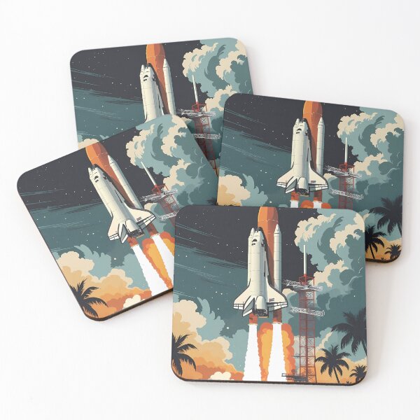 Item preview, Retro Space Shuttle Launch Poster - Vintage Rocket Space Art designed and sold by Deep Field Prints.