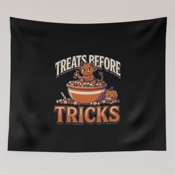 Item preview, Halloween Devil Candy Bowl – Treats Before Tricks designed and sold by No Excuses Supply.