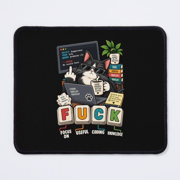 Item preview, FUCK Focus On Useful Coding Knowledge Funny Programmer Cat designed and sold by Ridaelb.