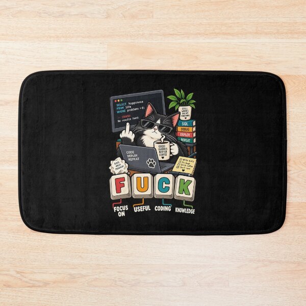 Item preview, FUCK Focus On Useful Coding Knowledge Funny Programmer Cat designed and sold by Ridaelb.