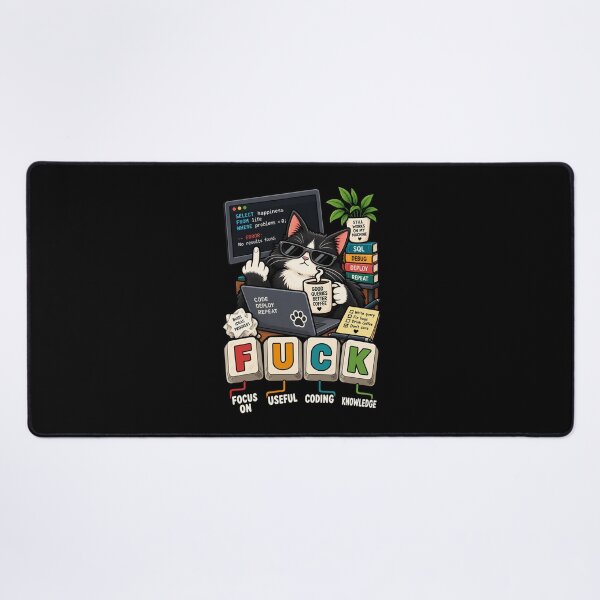Item preview, FUCK Focus On Useful Coding Knowledge Funny Programmer Cat designed and sold by Ridaelb.