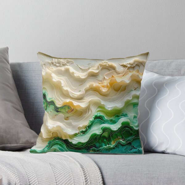 Item preview, Duality of Ivory Marble and Jade Waves designed and sold by Vicky Brago-Mitchell®.