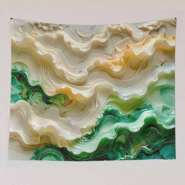 Item preview, Duality of Ivory Marble and Jade Waves designed and sold by Vicky Brago-Mitchell®.