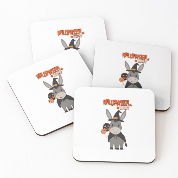 Item preview, Cute Halloween Donkey Witch With Pumpkin Balloons designed and sold by Inka Moon Design.