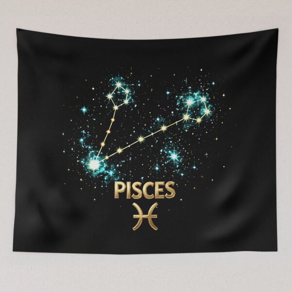 Item preview, Pisces Zodiac Constellation – Golden Stars Celestial Astrology Design designed and sold by Classic Chaos Creations.