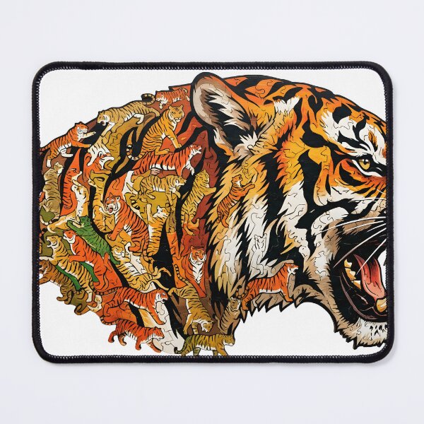 Item preview, Interlocking Wooden Tiger Jigsaw Puzzle Powerful Art Silhouette designed and sold by VisualVerseLab.