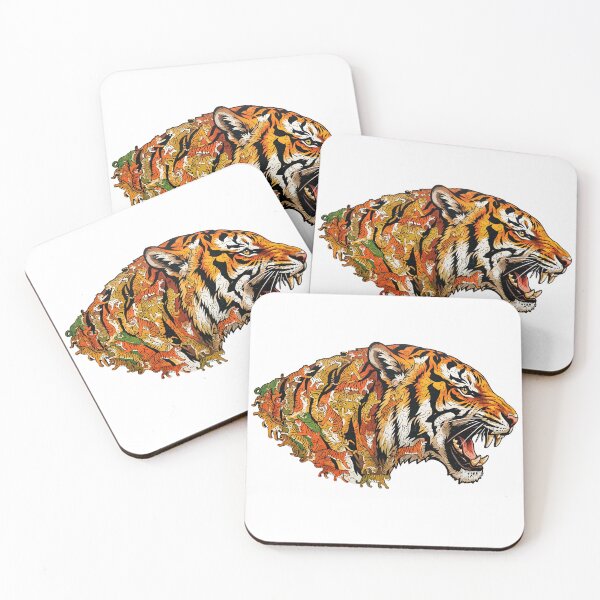 Item preview, Interlocking Wooden Tiger Jigsaw Puzzle Powerful Art Silhouette designed and sold by VisualVerseLab.