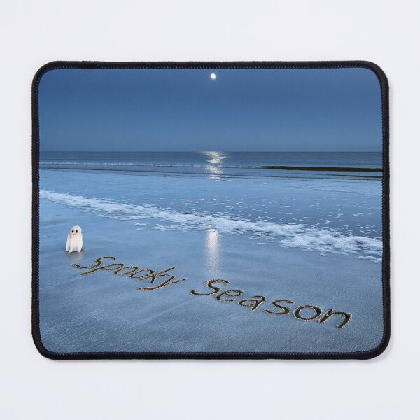 Item preview, Spooky Season Sand Inscription With Little Ghost Under Moonlit Shoreline designed and sold by chase-thewave.