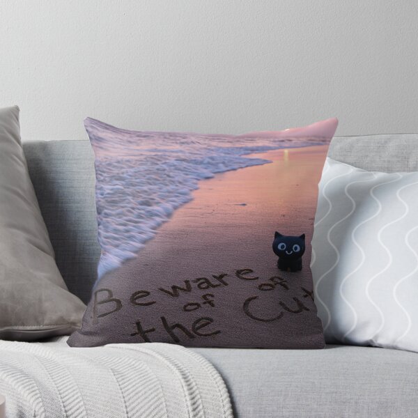 Item preview, Beware Of The Cute Sand Inscription With Black Cat Figure At Sunset Shoreline designed and sold by chase-thewave.