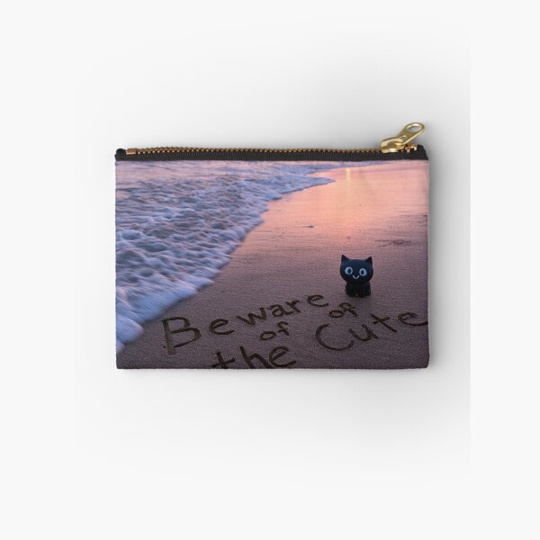 Item preview, Beware Of The Cute Sand Inscription With Black Cat Figure At Sunset Shoreline designed and sold by chase-thewave.