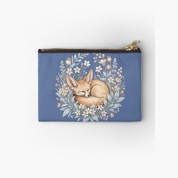 Item preview, Cozy Winter Sleeping Fennec Fox Among Flowers designed and sold by BirdsnStuff.
