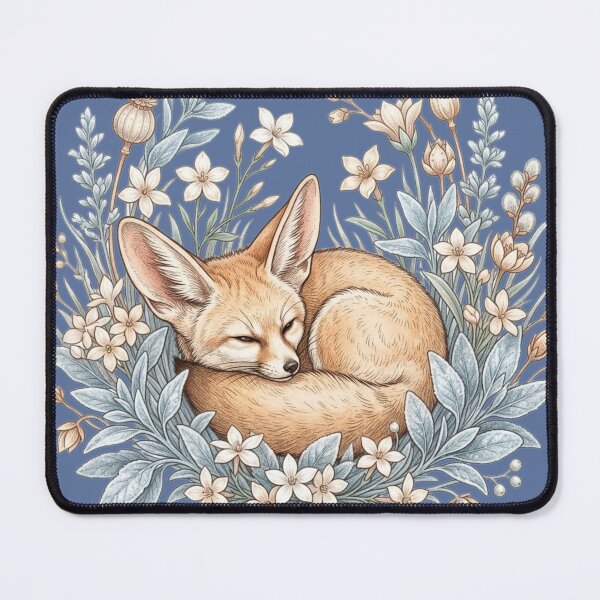 Item preview, Cozy Winter Sleeping Fennec Fox Among Flowers designed and sold by BirdsnStuff.