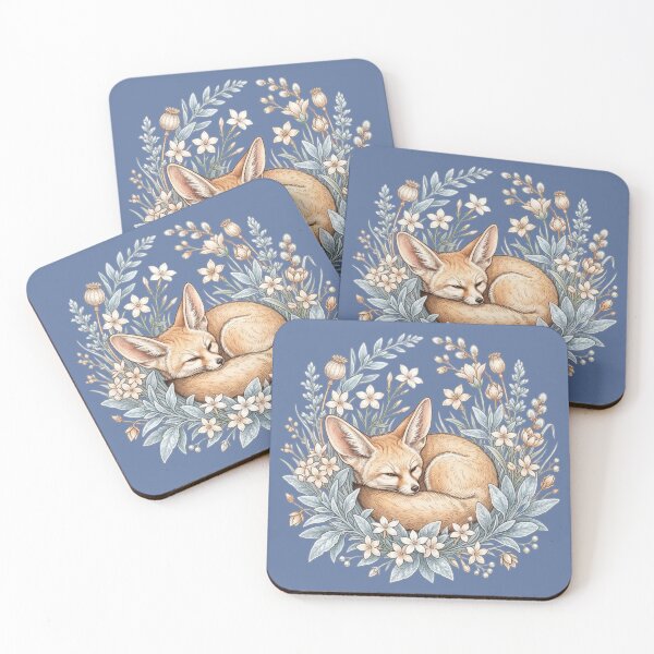 Item preview, Cozy Winter Sleeping Fennec Fox Among Flowers designed and sold by BirdsnStuff.