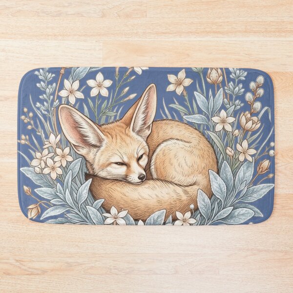 Item preview, Cozy Winter Sleeping Fennec Fox Among Flowers designed and sold by BirdsnStuff.