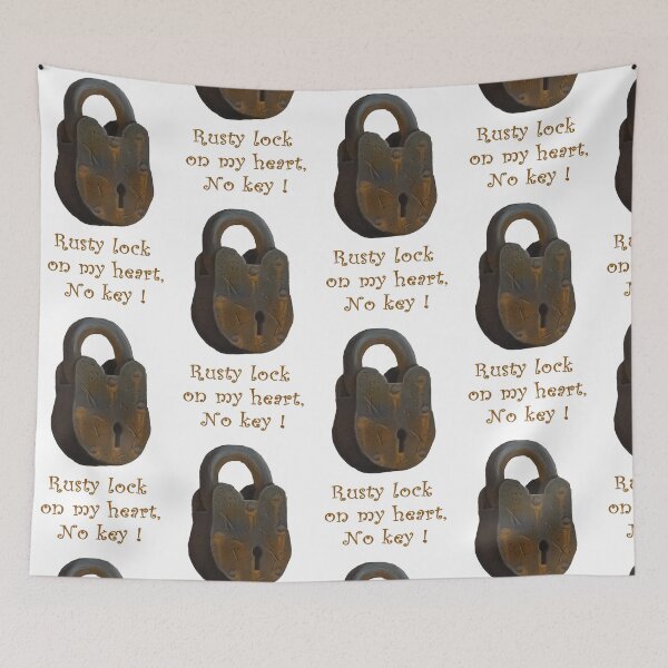 Item preview, Rusty Lock On My Heart, No Key - Vintage Padlock Illustration designed and sold by Tokraz-art.
