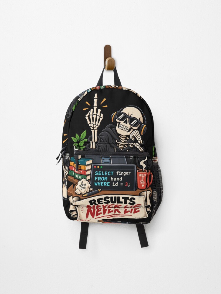 Thumbnail 1 of 3, Backpack, SQL Select Finger From Hand Middle Finger Programmer Joke designed and sold by Ridaelb.