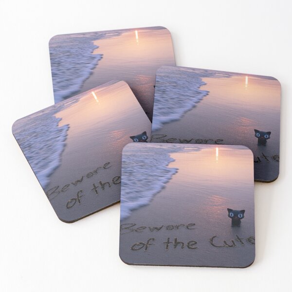 Item preview, Beware Of The Cute Sand Inscription With Black Cat Figure At Sunset Shoreline designed and sold by chase-thewave.