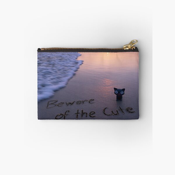 Item preview, Beware Of The Cute Sand Inscription With Black Cat Figure At Sunset Shoreline designed and sold by chase-thewave.