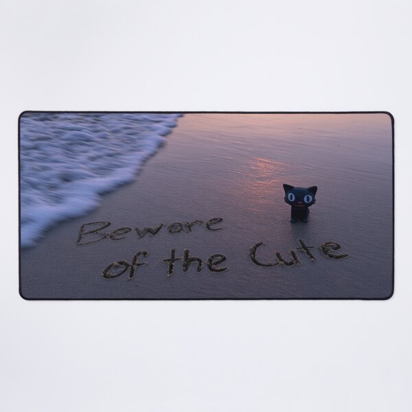 Item preview, Beware Of The Cute Sand Inscription With Black Cat Figure At Sunset Shoreline designed and sold by chase-thewave.