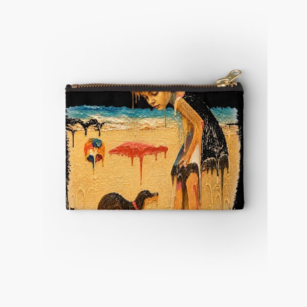 Item preview, Melting Beach Girl – Surreal Drip Art in Warm Sunset Tones designed and sold by kevnmel1964.