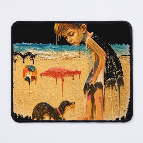 Item preview, Melting Beach Girl – Surreal Drip Art in Warm Sunset Tones designed and sold by kevnmel1964.