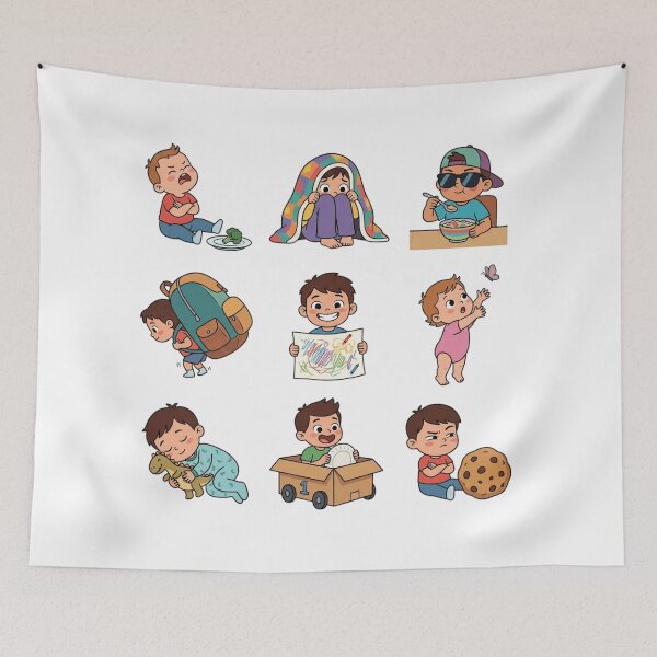 Item preview, Funny Toddler Life Daily Moments Vintage Cartoon Sticker Sheet Pack designed and sold by mood-draftsman.