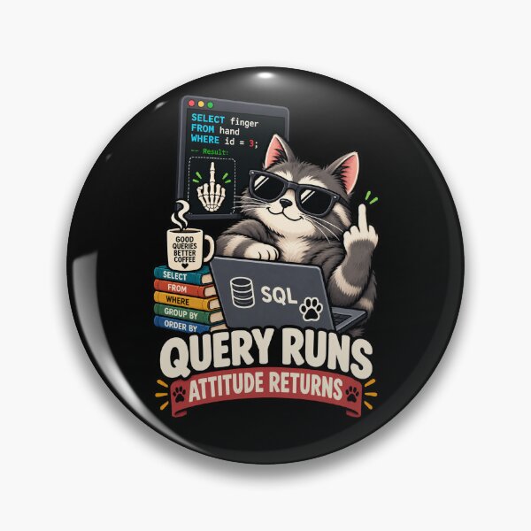 Item preview, SQL Query Runs Attitude Returns Funny Programmer Cat designed and sold by Ridaelb.