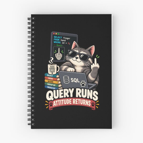 Item preview, SQL Query Runs Attitude Returns Funny Programmer Cat designed and sold by Ridaelb.