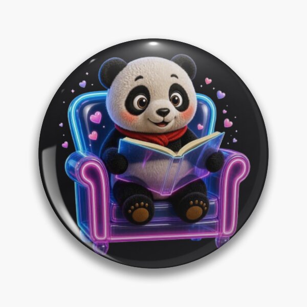 Item preview, Cute Panda Reading Book in Neon Chair Aesthetic designed and sold by Breezes-of-Ida.