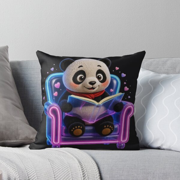 Item preview, Cute Panda Reading Book in Neon Chair Aesthetic designed and sold by Breezes-of-Ida.