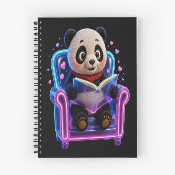 Item preview, Cute Panda Reading Book in Neon Chair Aesthetic designed and sold by Breezes-of-Ida.