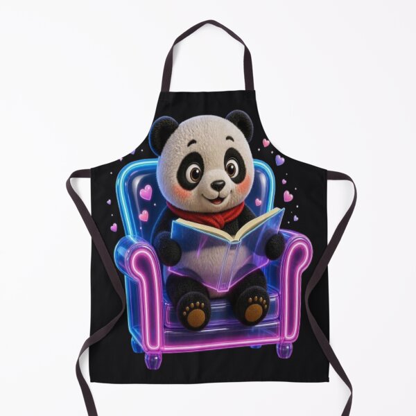 Item preview, Cute Panda Reading Book in Neon Chair Aesthetic designed and sold by Breezes-of-Ida.
