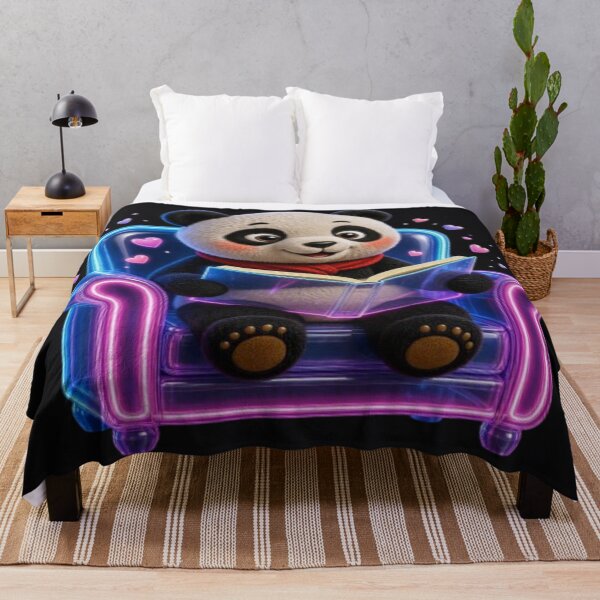 Item preview, Cute Panda Reading Book in Neon Chair Aesthetic designed and sold by Breezes-of-Ida.