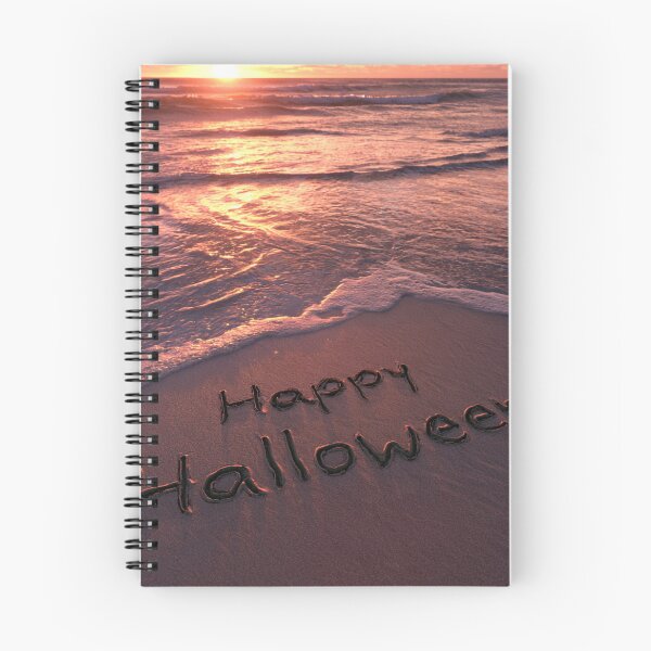 Item preview, Happy Halloween Sand Inscription With Glowing Ghost Figure At Sunset Shoreline designed and sold by chase-thewave.